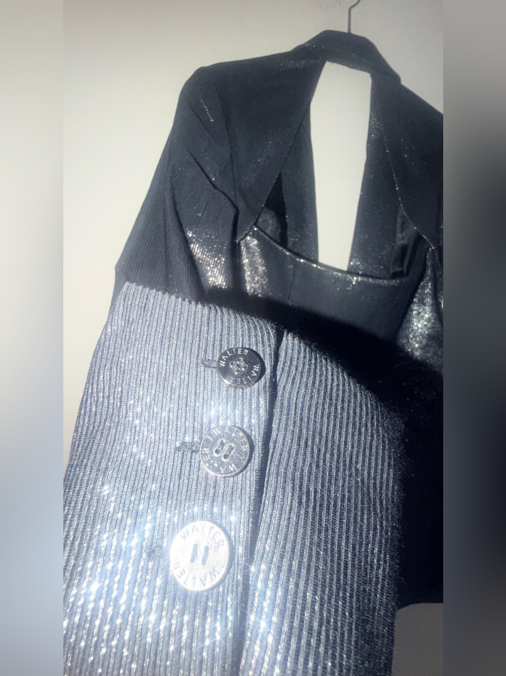 Walter Metallic Black Women's Blazer Jacket - Picture 9 of 12